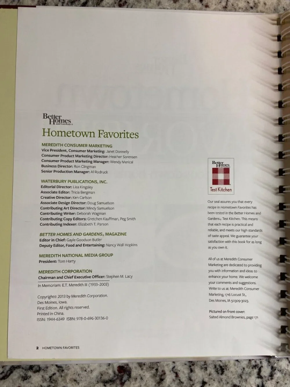 Better Homes & Gardens Hometown Favorites Cookbook 2013 Recipes